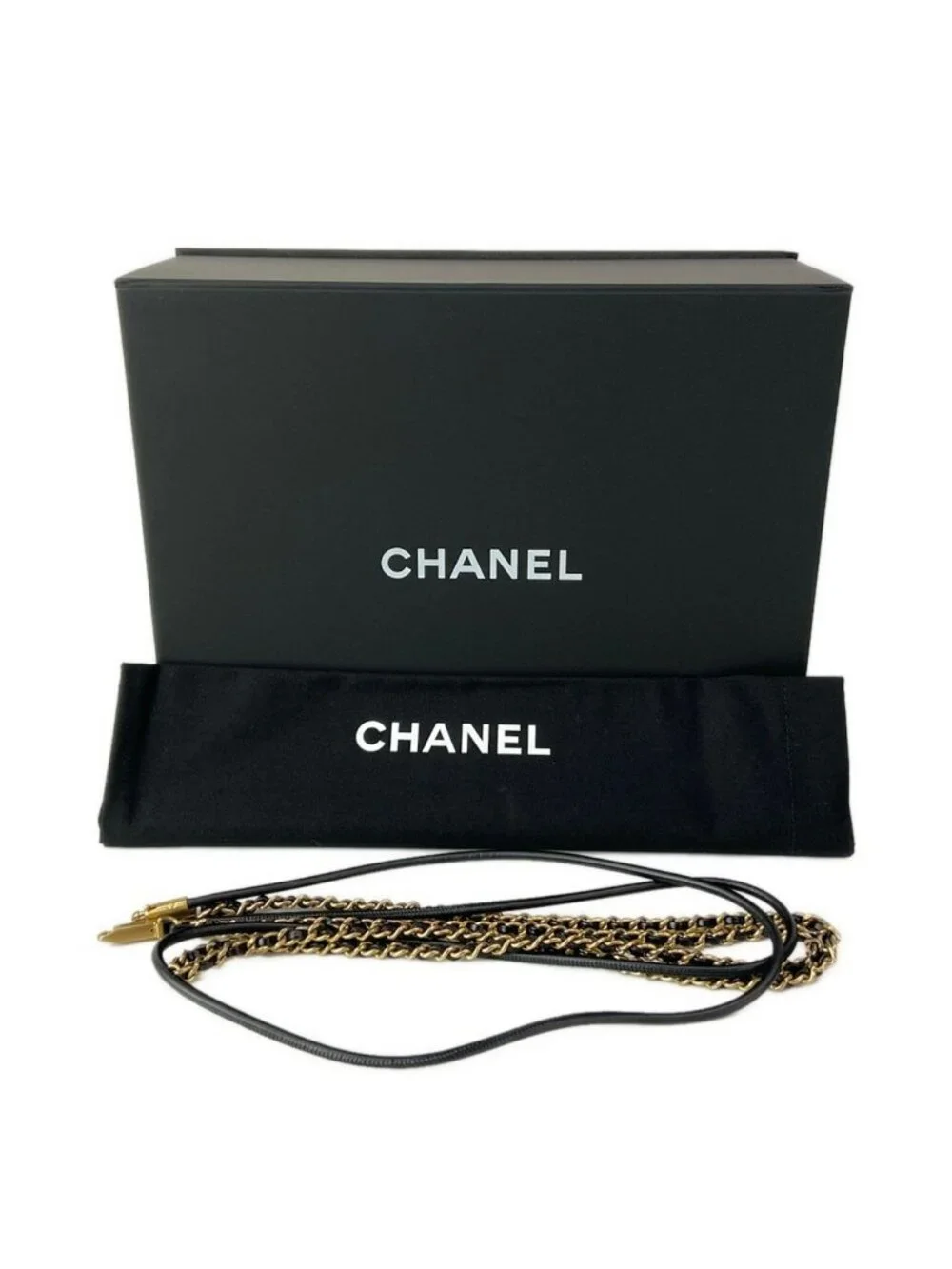 Chanel Handbag 22 Mini Black Chain Handle Vintage Gold Metal